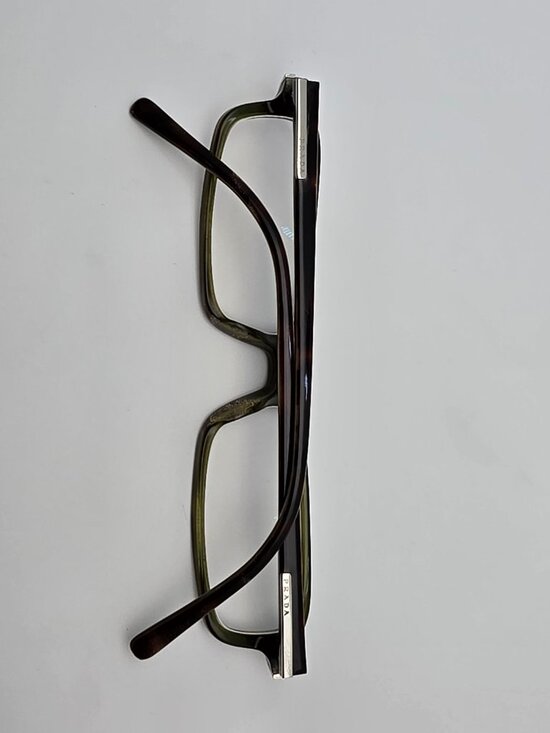 Prada VPR 02F 5AY-1O1 Havana on Crystal Olive Rectangular Eyeglasses Frame Italy main image 11
